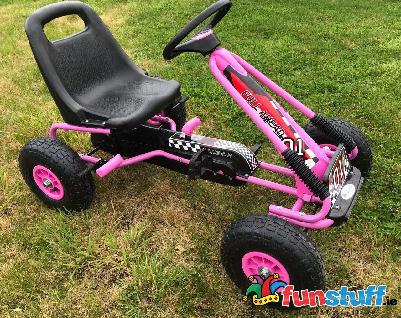 Zoom Rubber Wheel Go Kart Pink