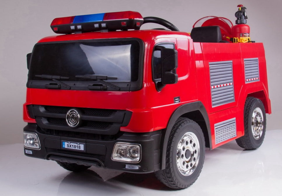 Fire Engine 12V Electric Ride On Truck with replica fire fighting accessories - Red