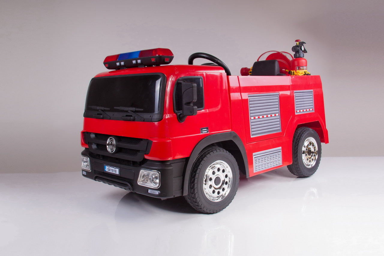 Fire Engine 12V Electric Ride On Truck with replica fire fighting accessories - Red