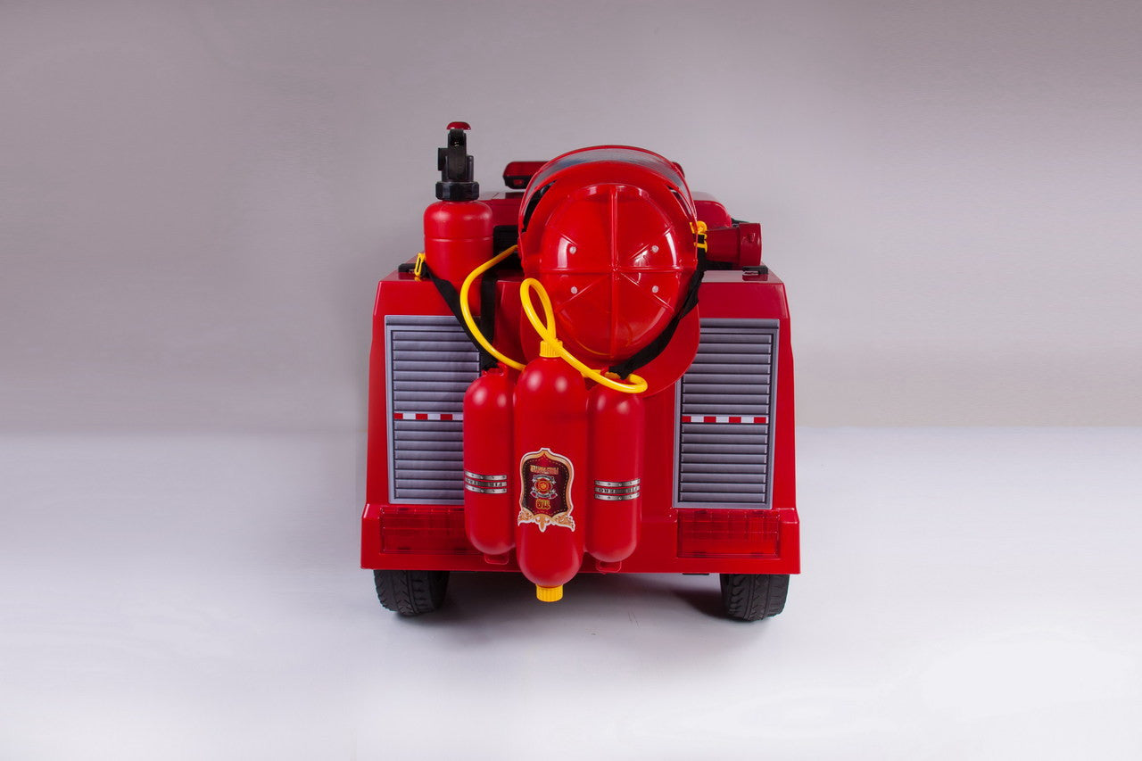 Fire Engine 12V Electric Ride On Truck with replica fire fighting accessories - Red