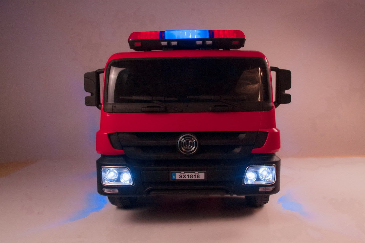 Fire Engine 12V Electric Ride On Truck with replica fire fighting accessories - Red