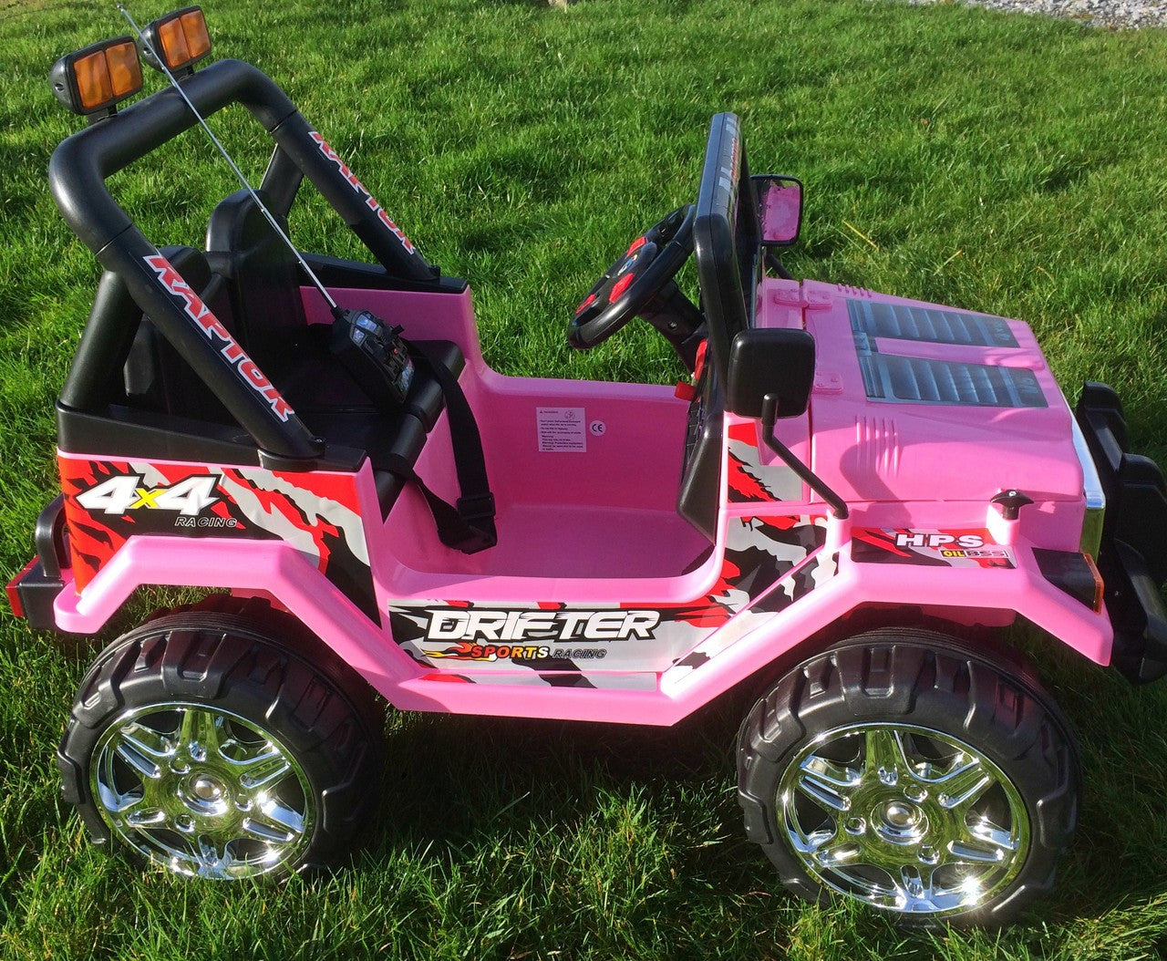 DRIFTER RAPTOR POWERFUL 12V ELECTRIC RIDE ON JEEP PINK