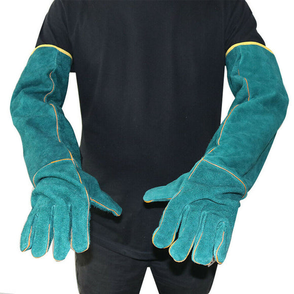 62CM Anti-Bite Pet Training Gloves Double LeatherReptile Protection Gloves