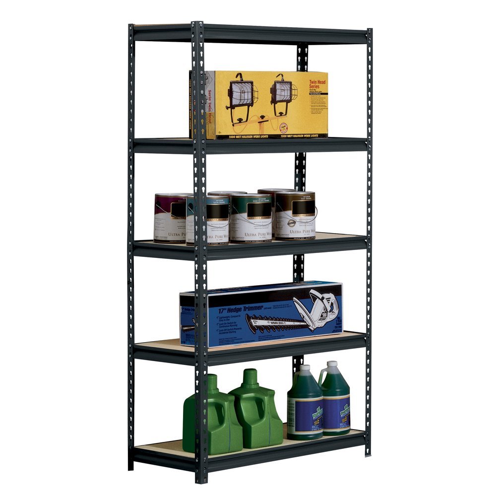 45 x 90 x 180cm 5 Tiers Powder Coated Storage Rack Black