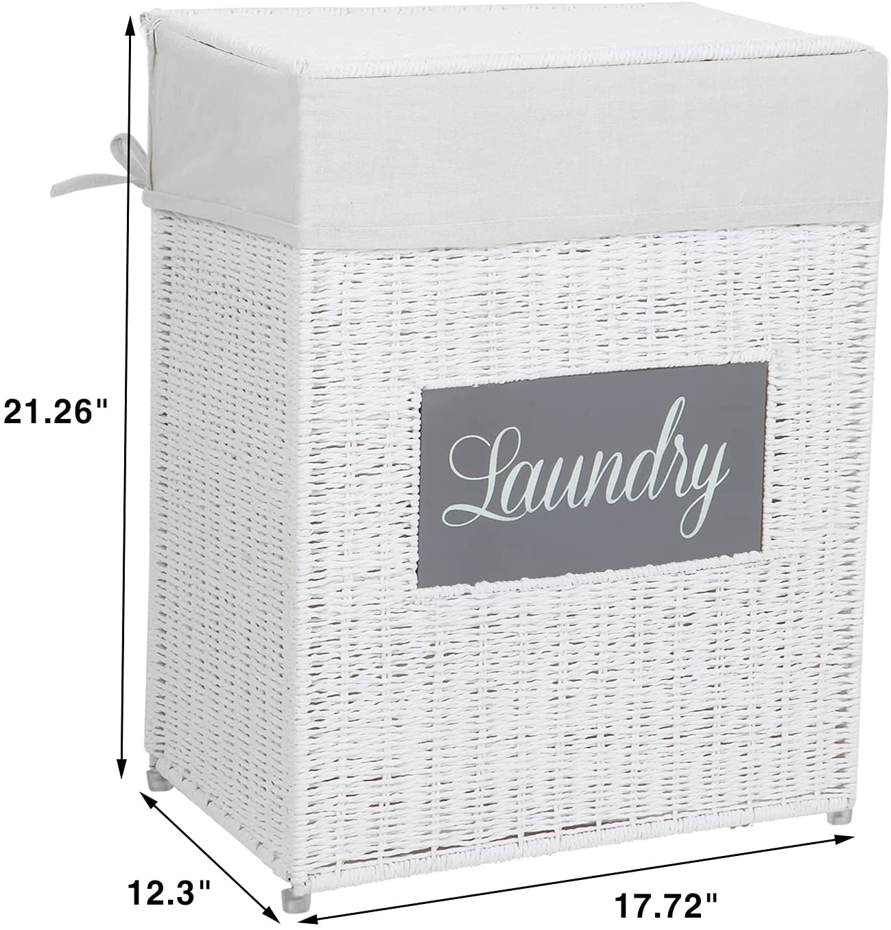 Laundry Hamper with Lid Laundry Basket - White