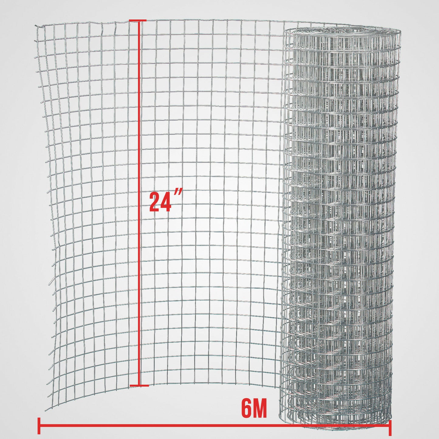 Galvanized Welded Wire Mesh Chicken Rabbit Silver Fence Roll Size: 24"x6m; Mesh size: 1"x1"