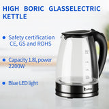 220V 2200W 1.8L Electric Glass Kettle UK Plug