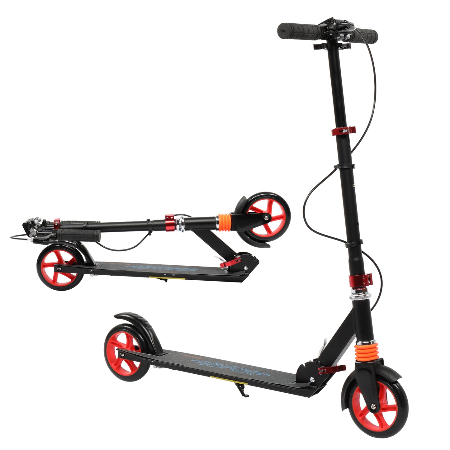 Scooter For Adult & Teens,3 Height Adjustable Easy Folding Red - LiamsBargains.co.uk