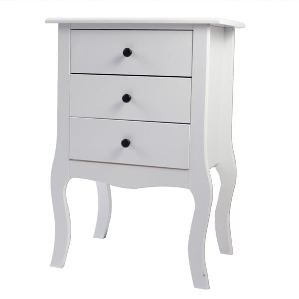 European Bedside Table-Three Pumps - White