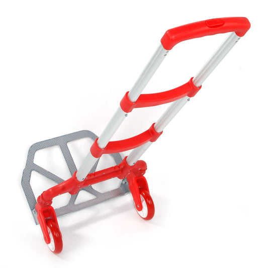 Portable Folding Collapsible Aluminium Cart Dolly Push Truck Trolley - Red