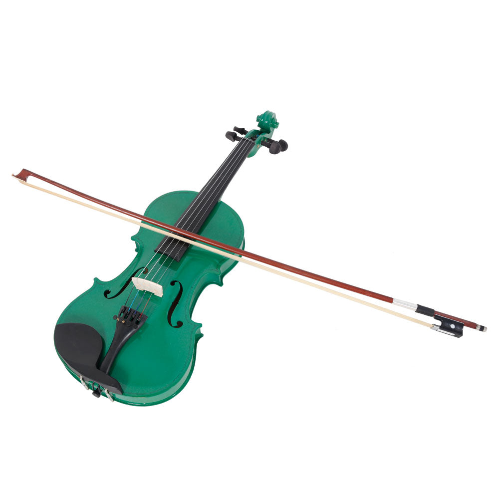 4/4 Acoustic Violin Case Bow Rosin Green