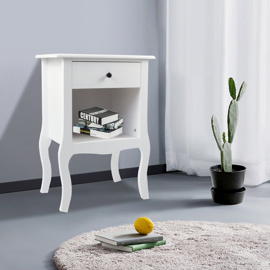 European Bedside Table-One Pump White