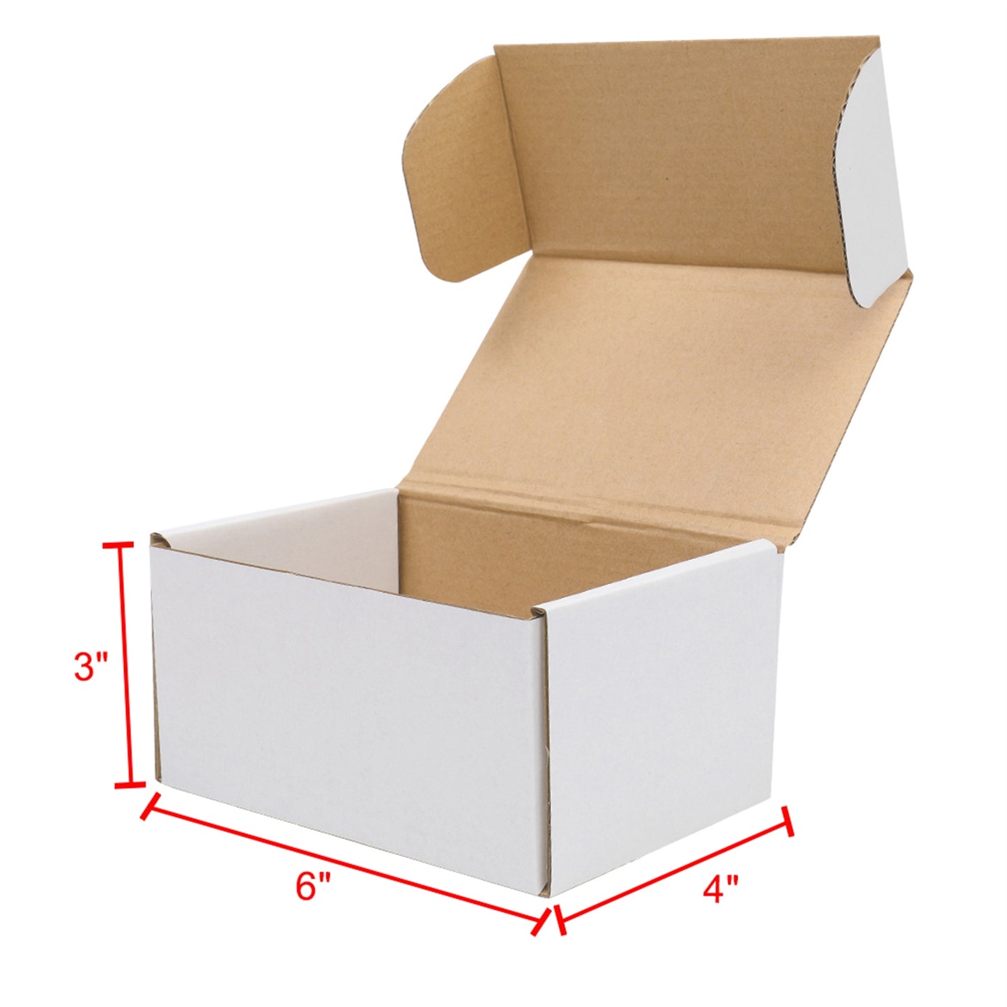 50 Corrugated Paper Boxes 6x4x3"（15.2*10*7.6cm） White Outside and Yellow Inside