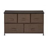 2-Tier Wide Closet Dresser, Nursery Dresser Tower With 5 Easy Pull Fabric Drawers And Metal Frame, Multi-Purpose Organizer Unit For Closets, Dorm Room, Living Room, Hallway - Brown