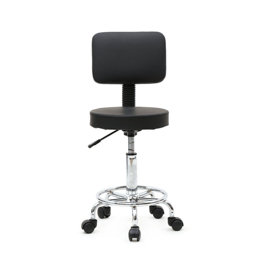 Round Shape Adjustable Salon Stool with Back Black