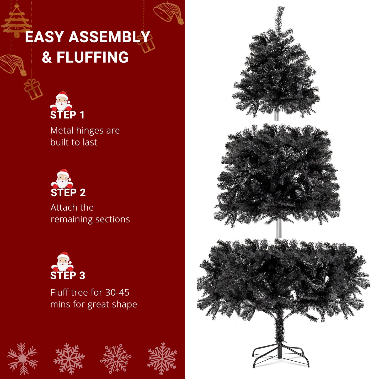 6ft 1600 Branch PVC Branch Iron Bracket Christmas Tree Black