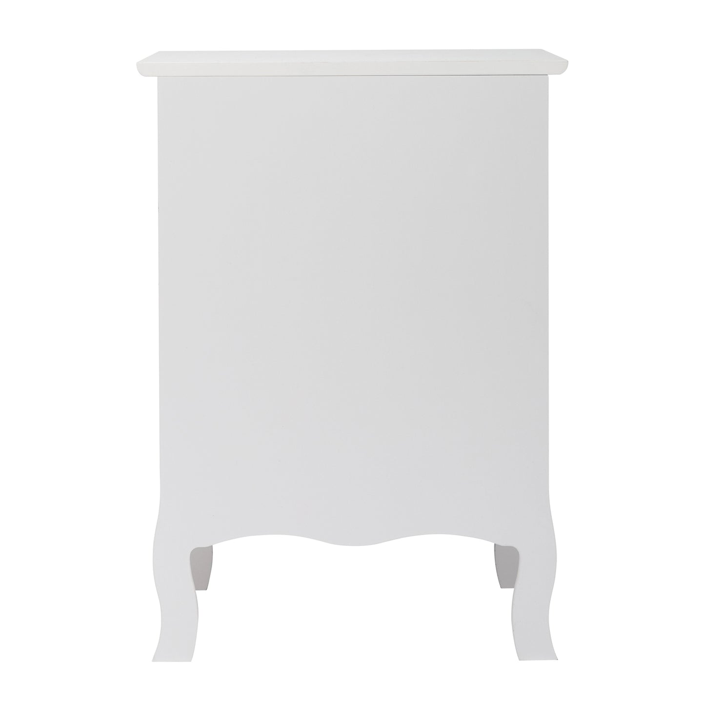 Country Style Three Drawer Night Table Large Size - White