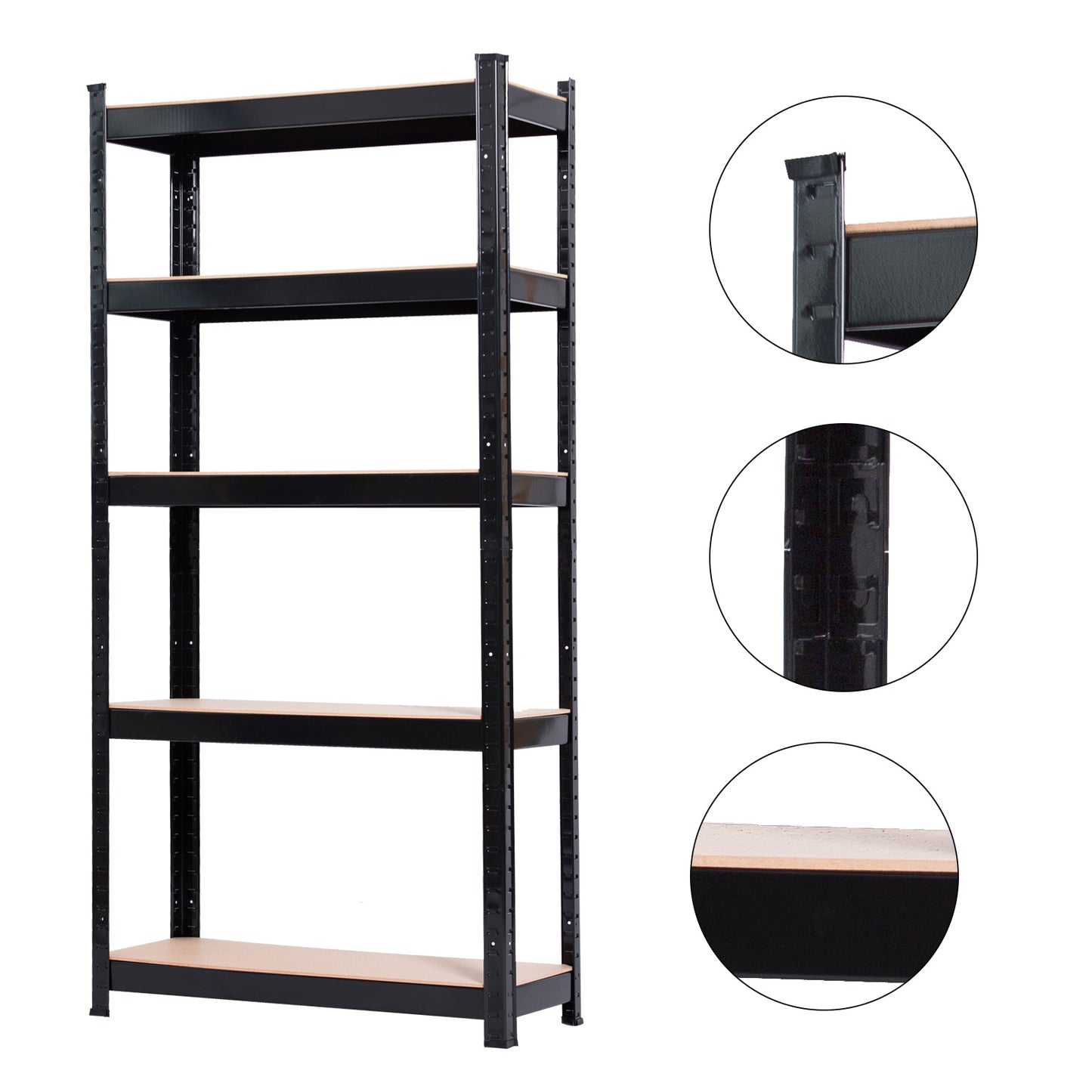 5 Tier Heavy Duty Metal Shelving Rack Unit Garage Storage Shelf Black UK