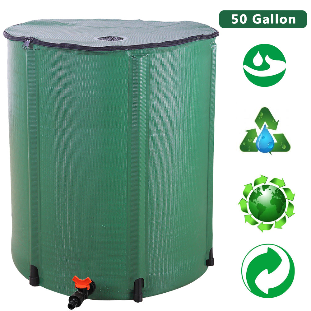 50 Gallon Folding Rain Barrel Water Collector Green