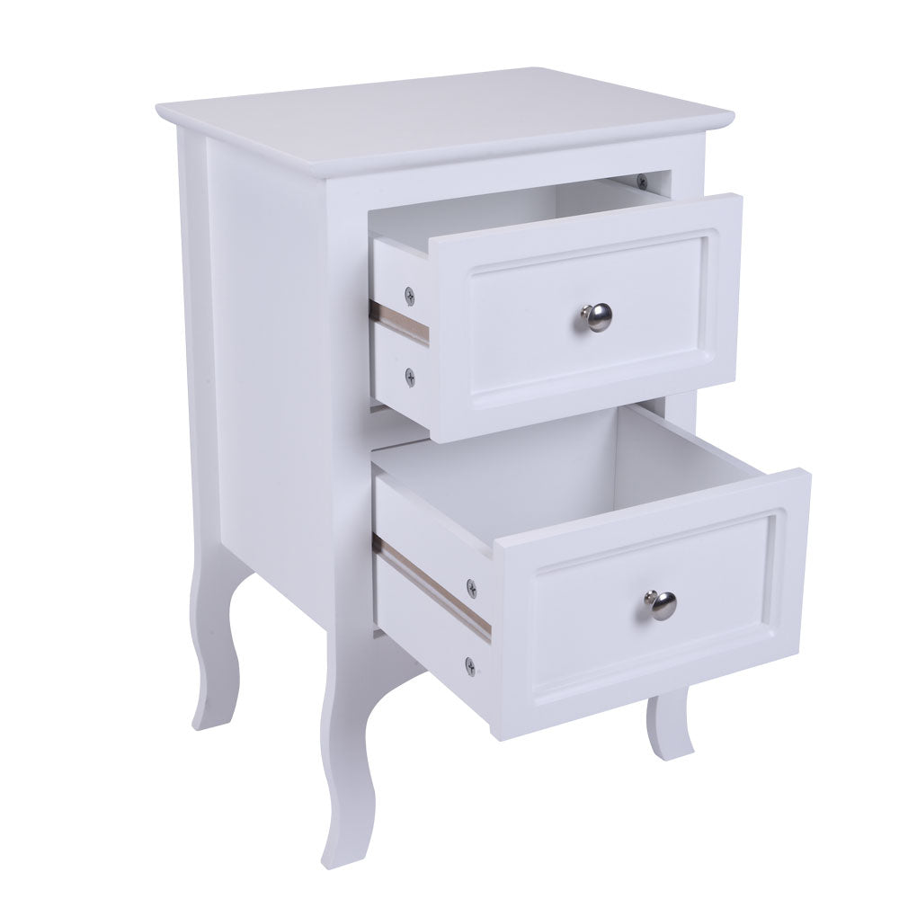 Country Style Two-Tier Night Table Large Size - White