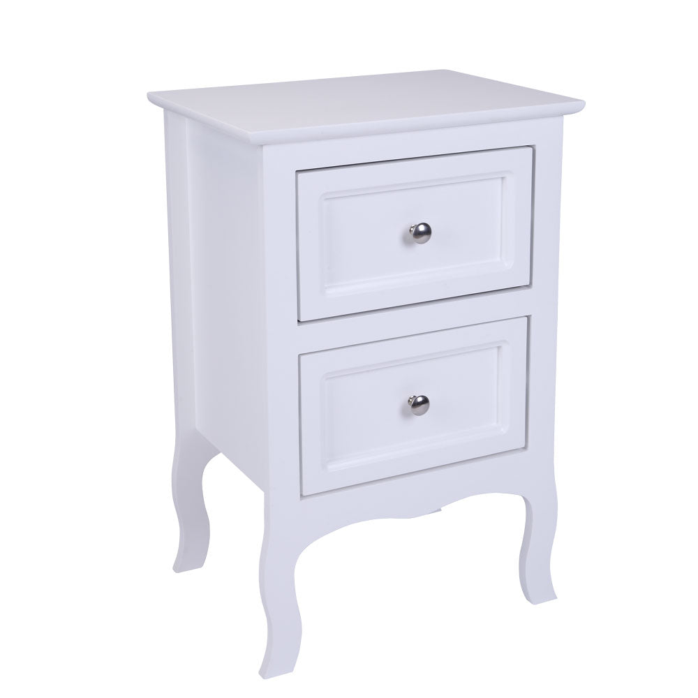 Country Style Two-Tier Night Table Large Size - White