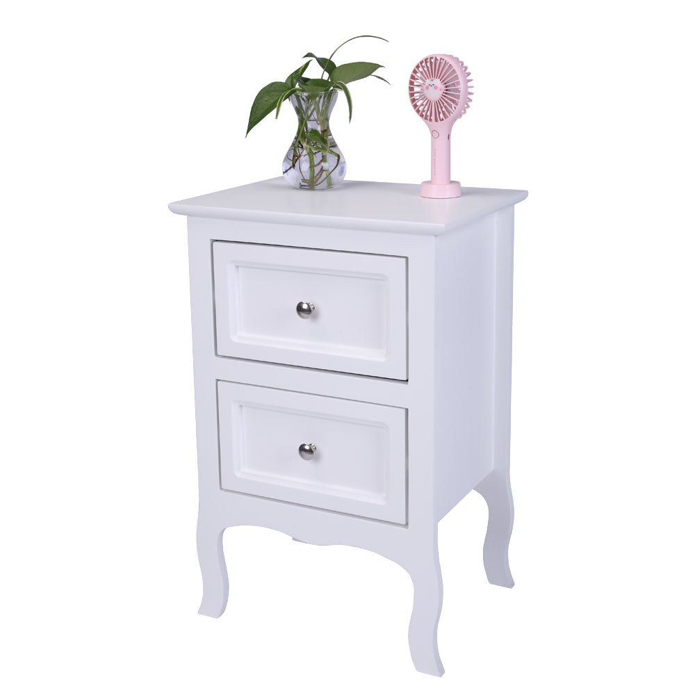 Country Style Two-Tier Night Table Large Size - White