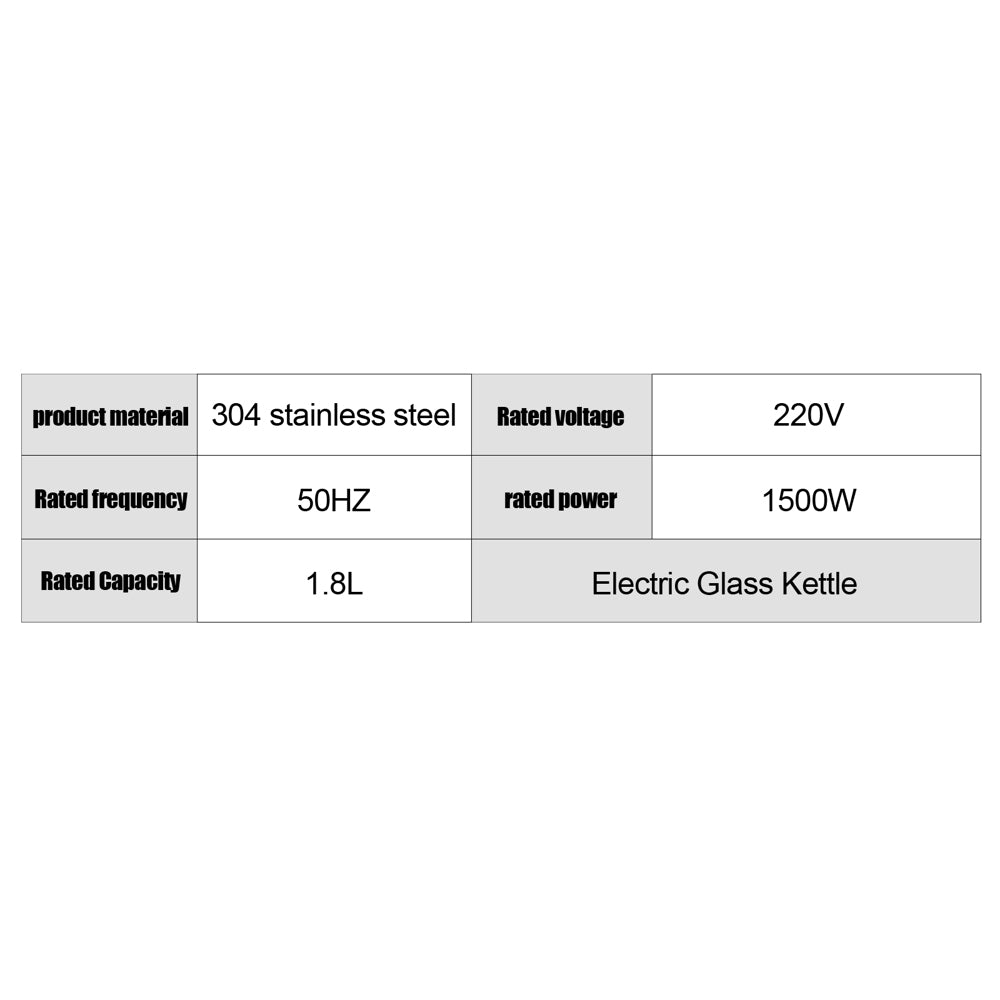 220V 2000W 1.8L Electric Glass Kettle - UK Plug