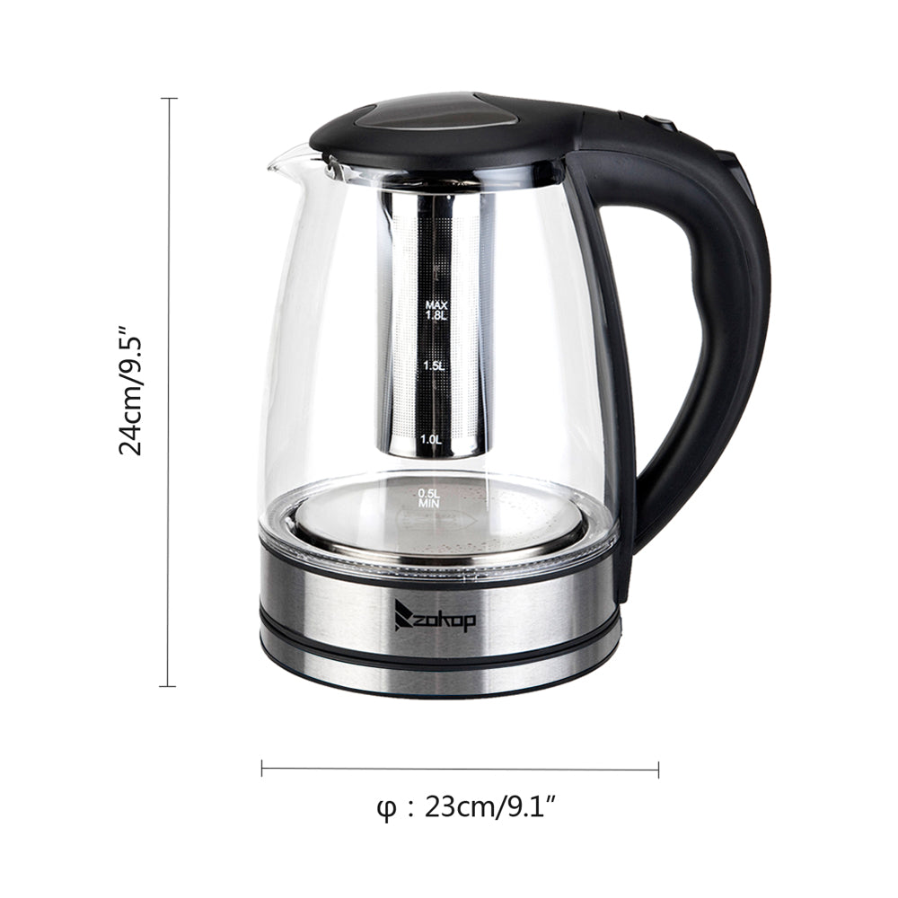 220V 2000W 1.8L Electric Glass Kettle - UK Plug