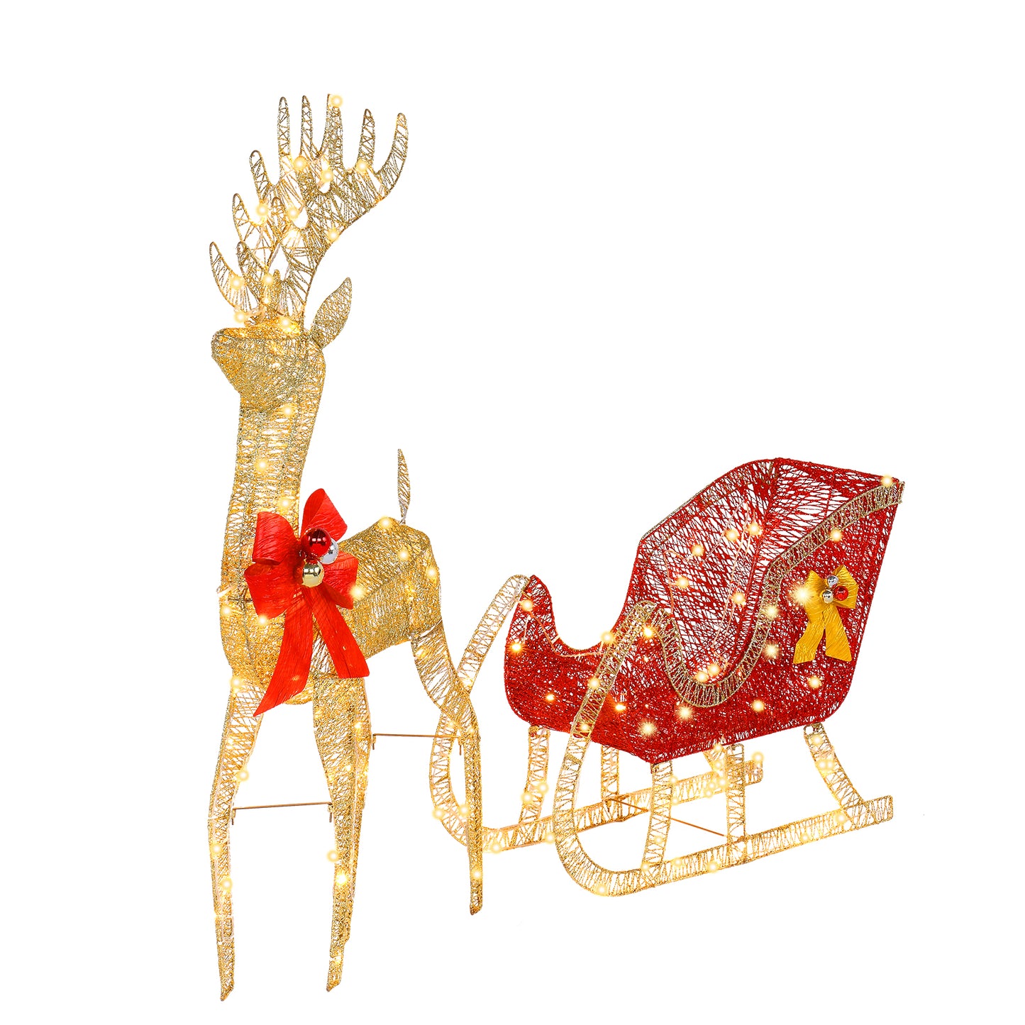 30V 3.60W Golden Elk Deer Sled Iron Frame Courtyard Elk Decoration