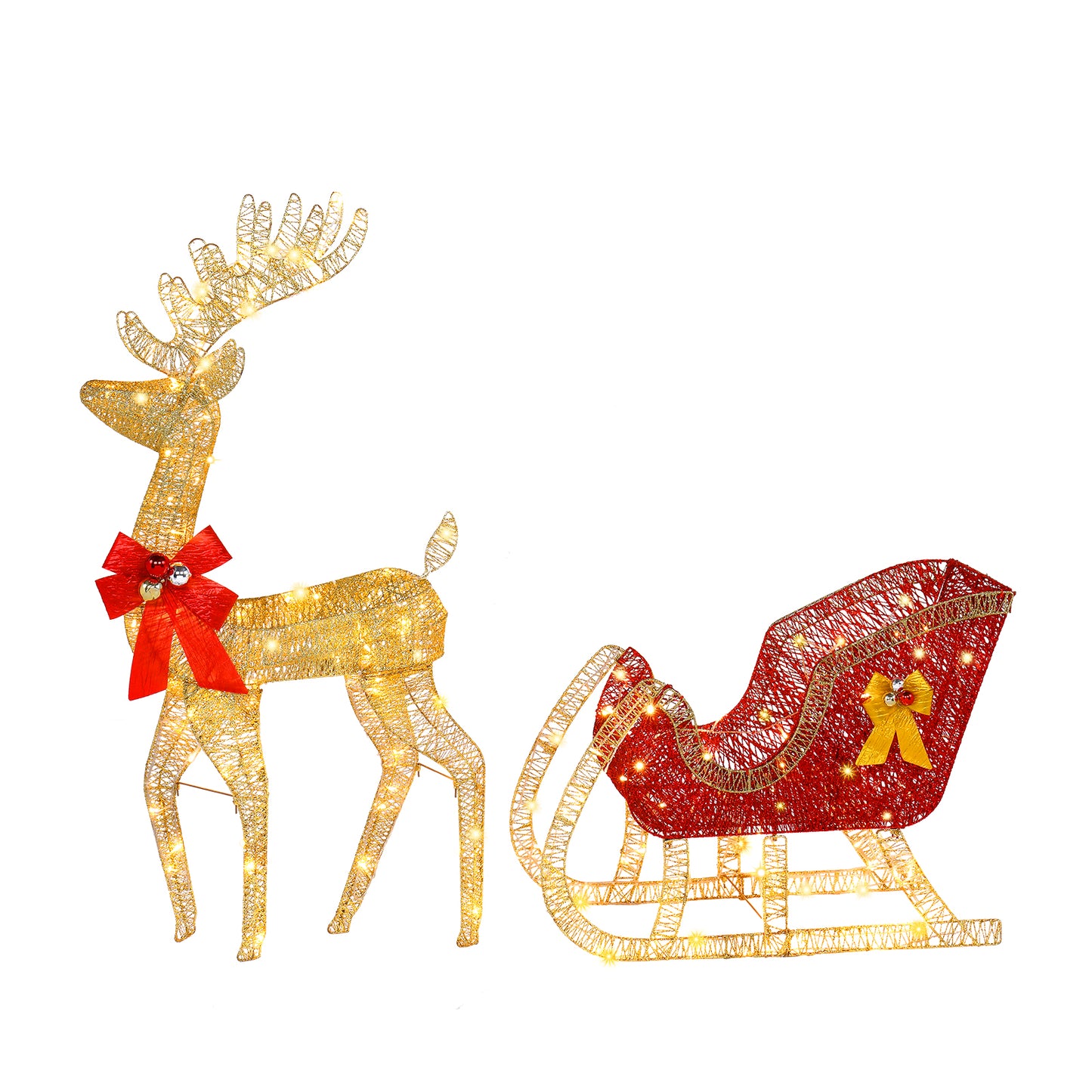 30V 3.60W Golden Elk Deer Sled Iron Frame Courtyard Elk Decoration