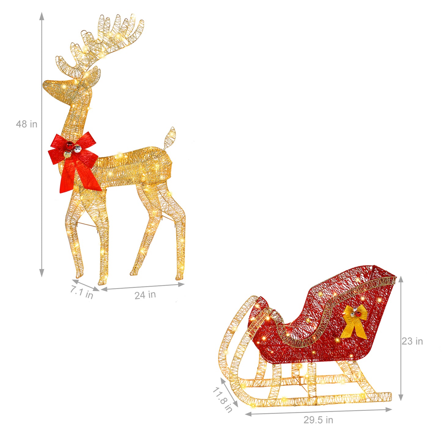 30V 3.60W Golden Elk Deer Sled Iron Frame Courtyard Elk Decoration