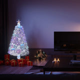 3ft Top With Stars Plastic Base PVC Material Optical Fiber Colorful And Color-Changing 85 Branches Christmas Tree White