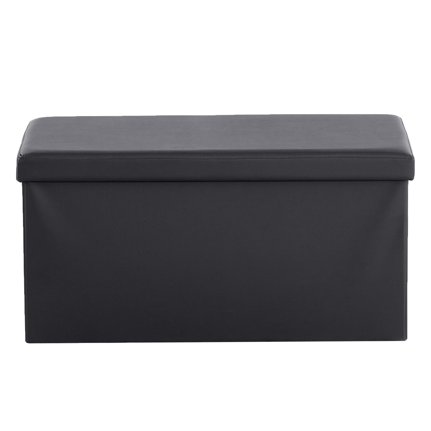 76*38*38cm Glossy PVC MDF Foldable Storage Footstool Black