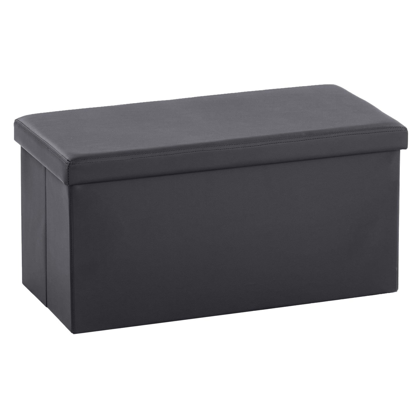 76*38*38cm Glossy PVC MDF Foldable Storage Footstool Black