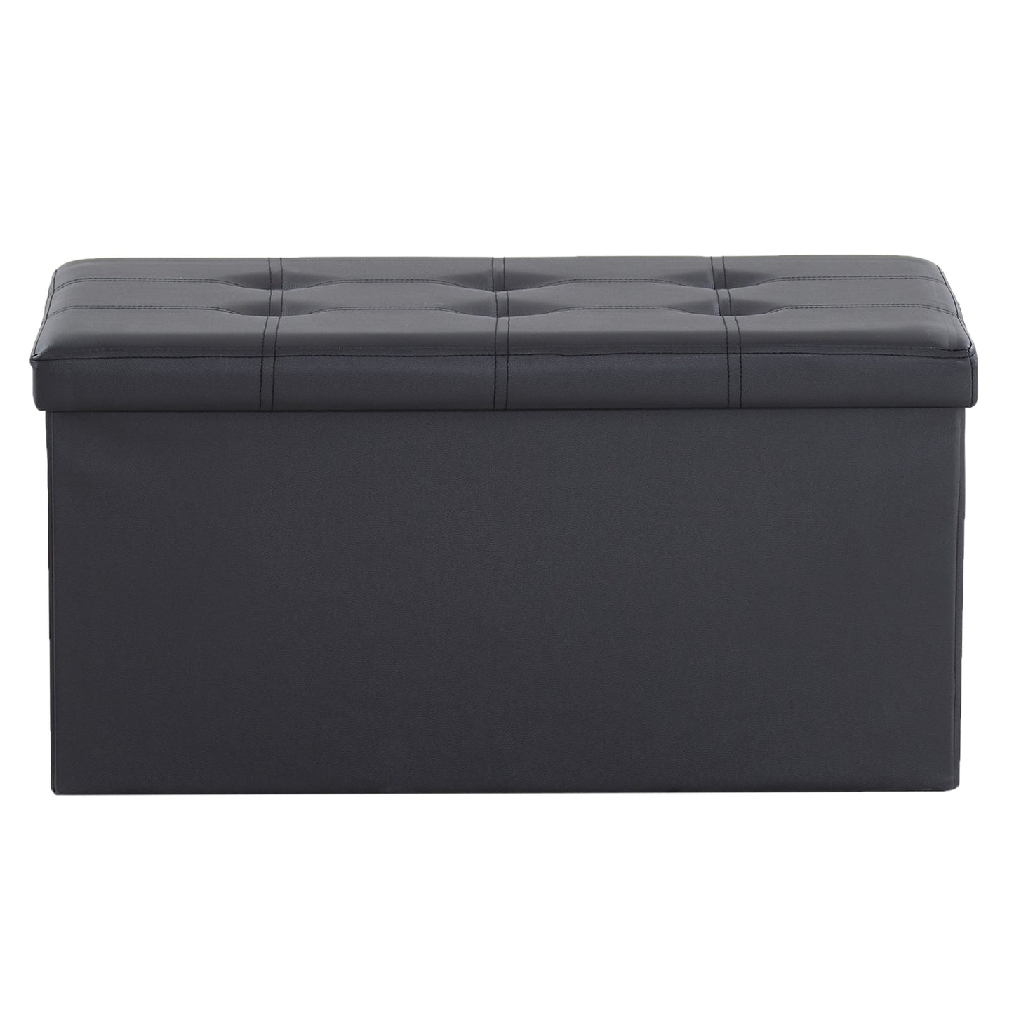 76*38*38cm Glossy Pull Point PVC MDF Foldable Storage Footstool Black