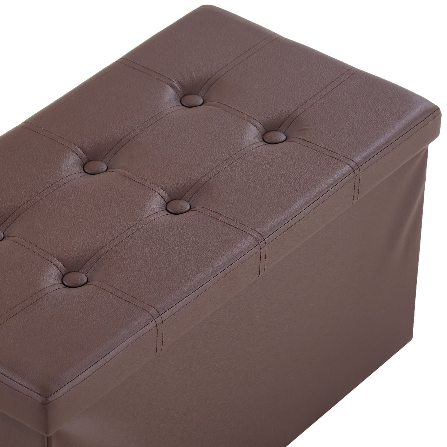 76*38*38cm Glossy Pull Point PVC MDF Foldable Storage Footstool Dark Brown