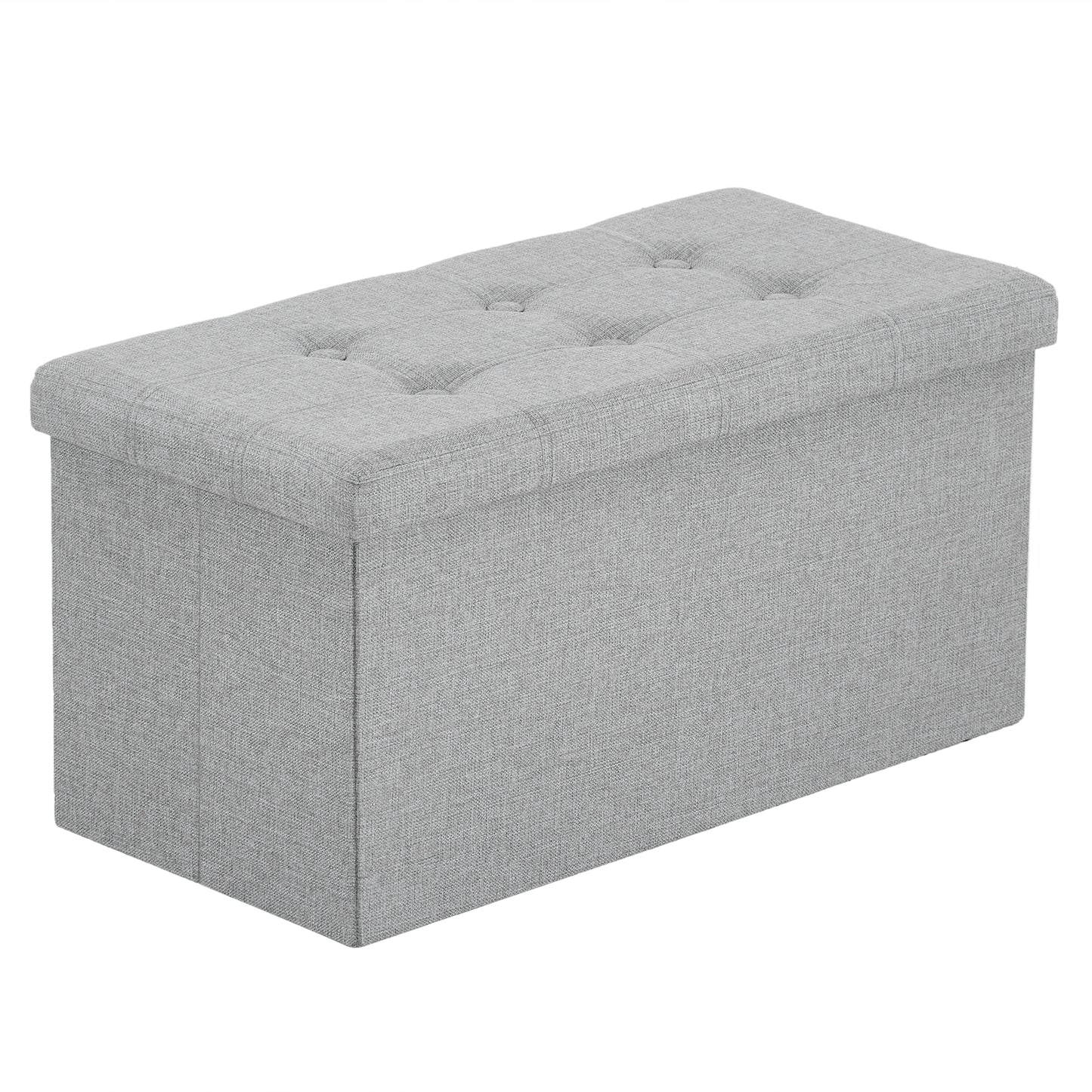 76*38*38cm Pull Point Linen MDF Foldable Storage Footstool  Light Grey