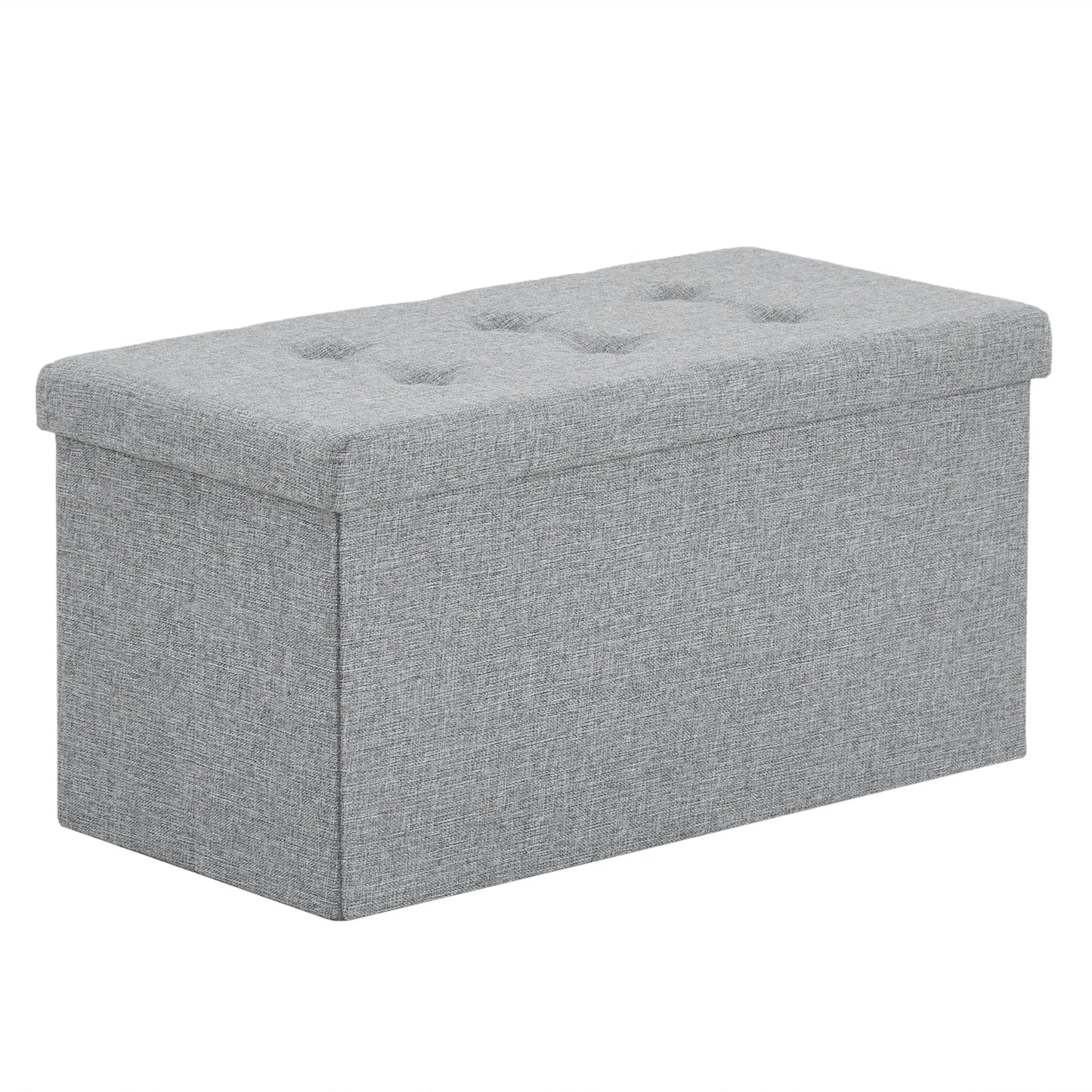 76*38*38cm Pull Point Linen MDF Foldable Storage Footstool Dark Grey