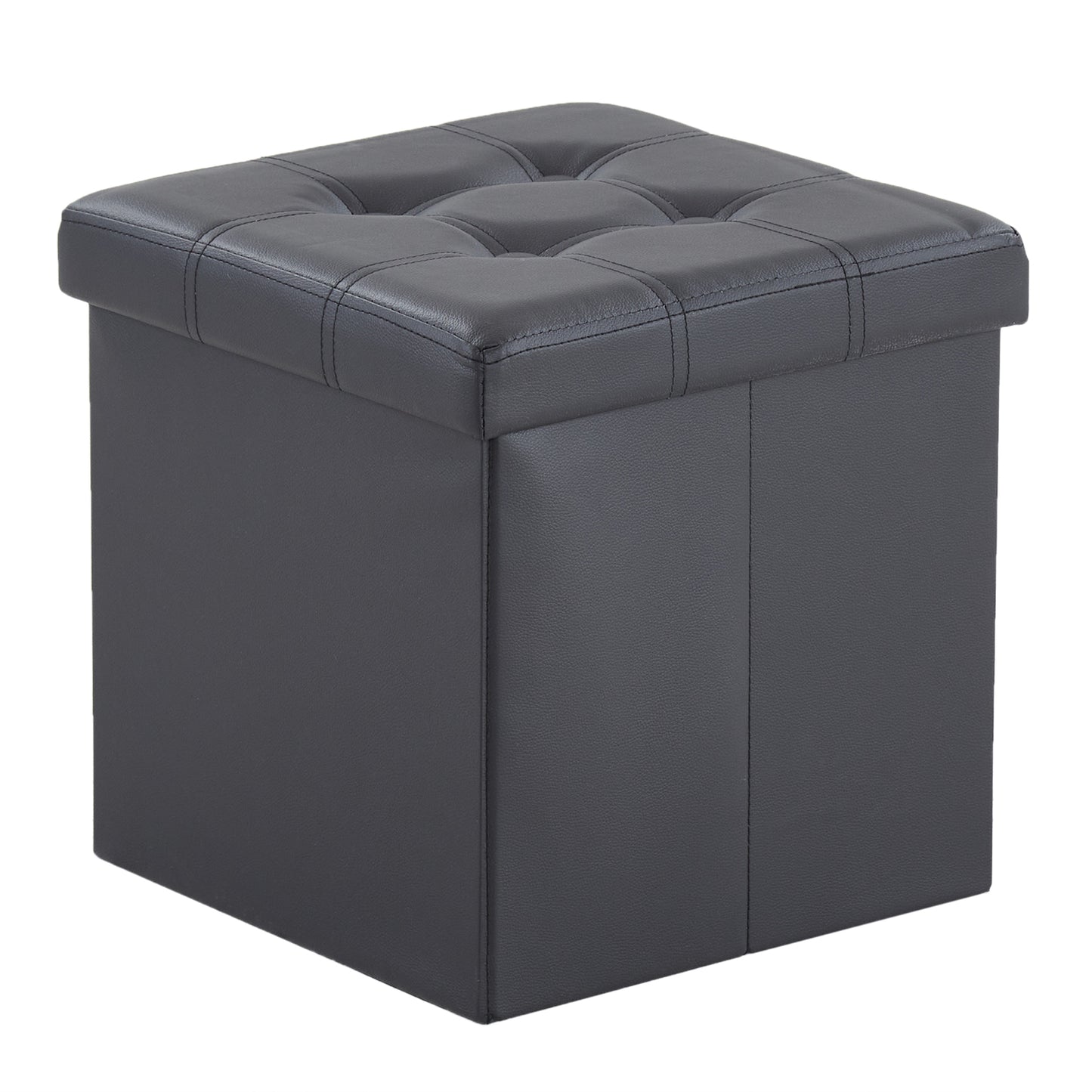 38*38*38cm Pull Point PVC MDF Foldable Storage Footstool Black