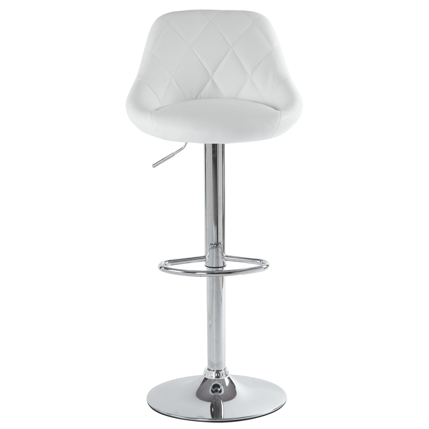 2pcs Adjustable High Type with Disk No Armrest Rhombus Backrest Design Bar Stools White