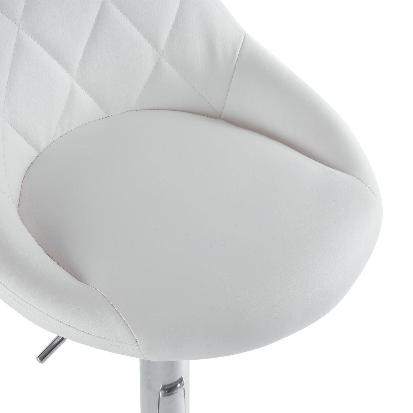 2pcs Adjustable High Type with Disk No Armrest Rhombus Backrest Design Bar Stools White