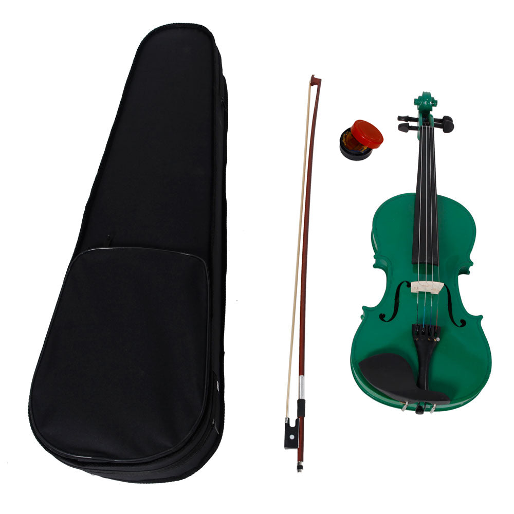 4/4 Acoustic Violin Case Bow Rosin Green