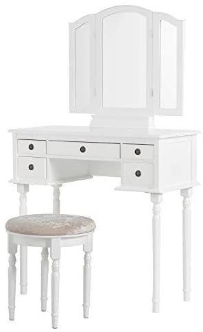 Elegant Dressing Tables with Tri-fold Mirror, Vanity Table Set