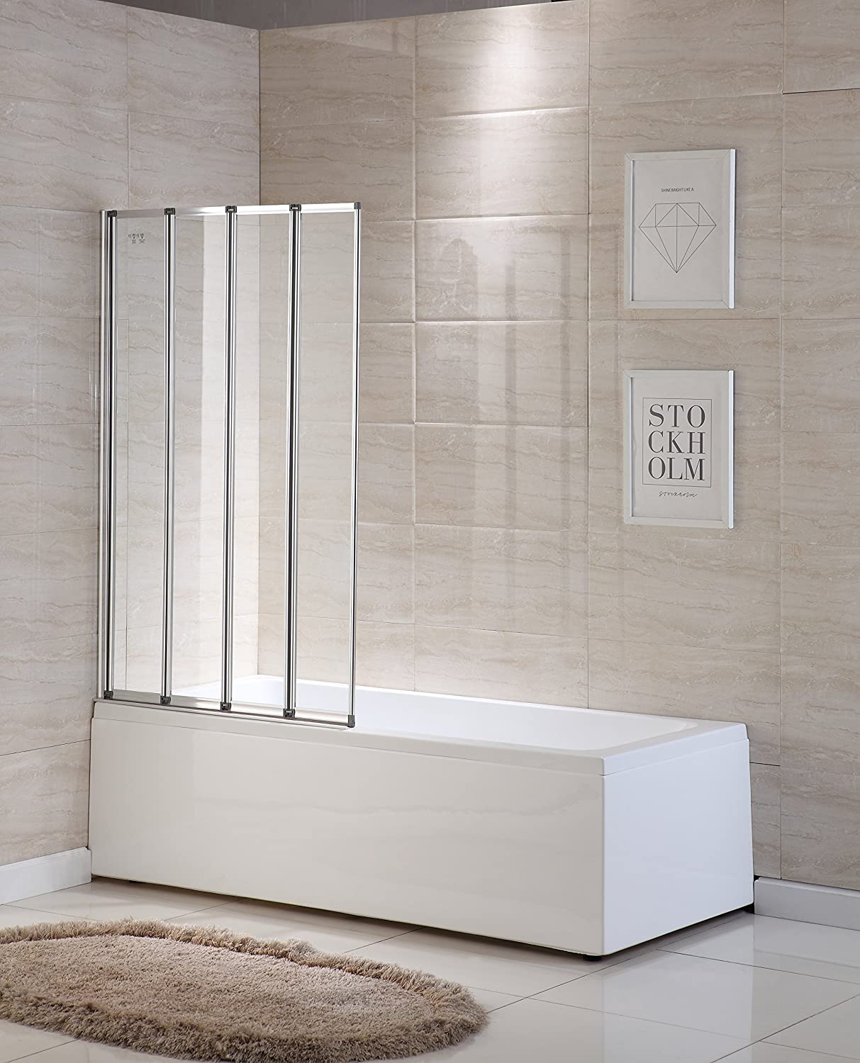 4 Folding Shower Screen for Bath Screen Glass Door Panel