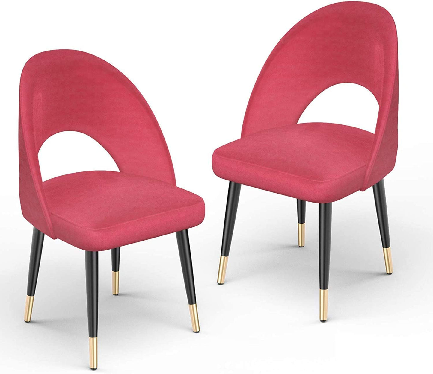 Dining Chairs Set of 2, Modern Accent Chairs, Retro Chair, for Living Dining Room Bedroom Kitchen, Velvet Dining Chair with Metal Legs (Red)