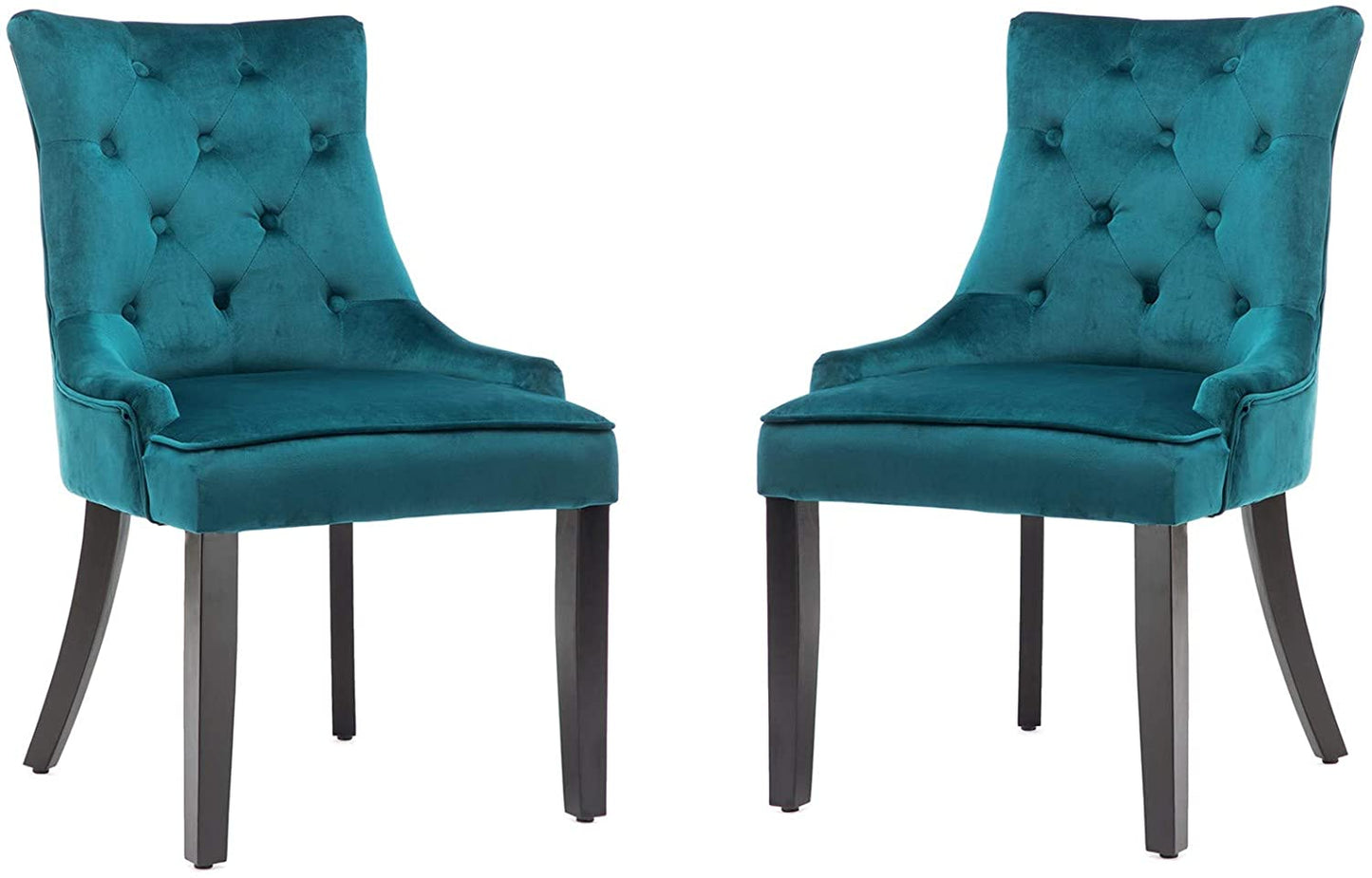 Dining Chairs Set of 2 Velvet Fabric Chairs with Wooden Style Metal Legs for Dining Room,Living Room,Kitchen,Cyan Blue Teal Green (Only 2 Chairs)