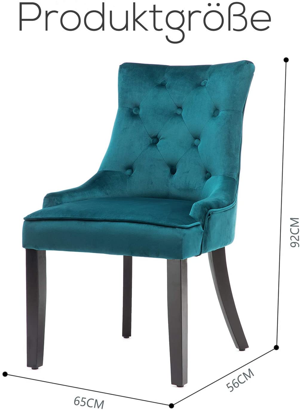 Dining Chairs Set of 2 Velvet Fabric Chairs with Wooden Style Metal Legs for Dining Room,Living Room,Kitchen,Cyan Blue Teal Green (Only 2 Chairs)