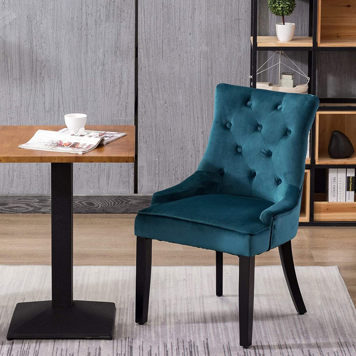 Dining Chairs Set of 2 Velvet Fabric Chairs with Wooden Style Metal Legs for Dining Room,Living Room,Kitchen,Cyan Blue Teal Green (Only 2 Chairs)