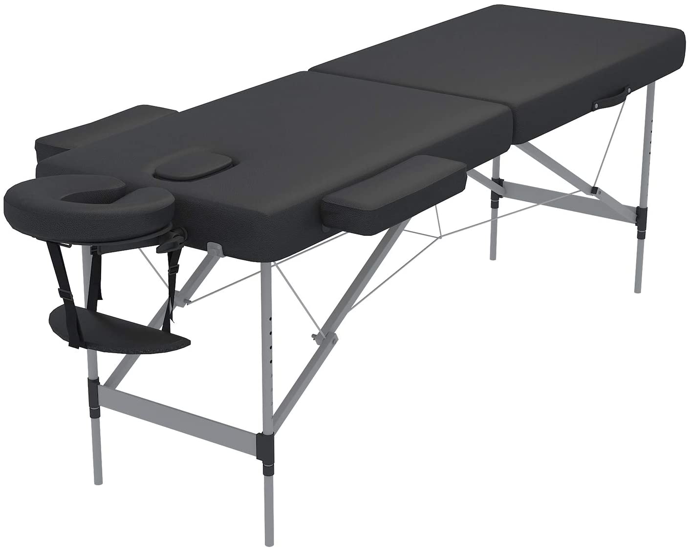 Folding Massage Table 84'' Professional Massage Bed Aluminum Frame, 2 Fold, Black