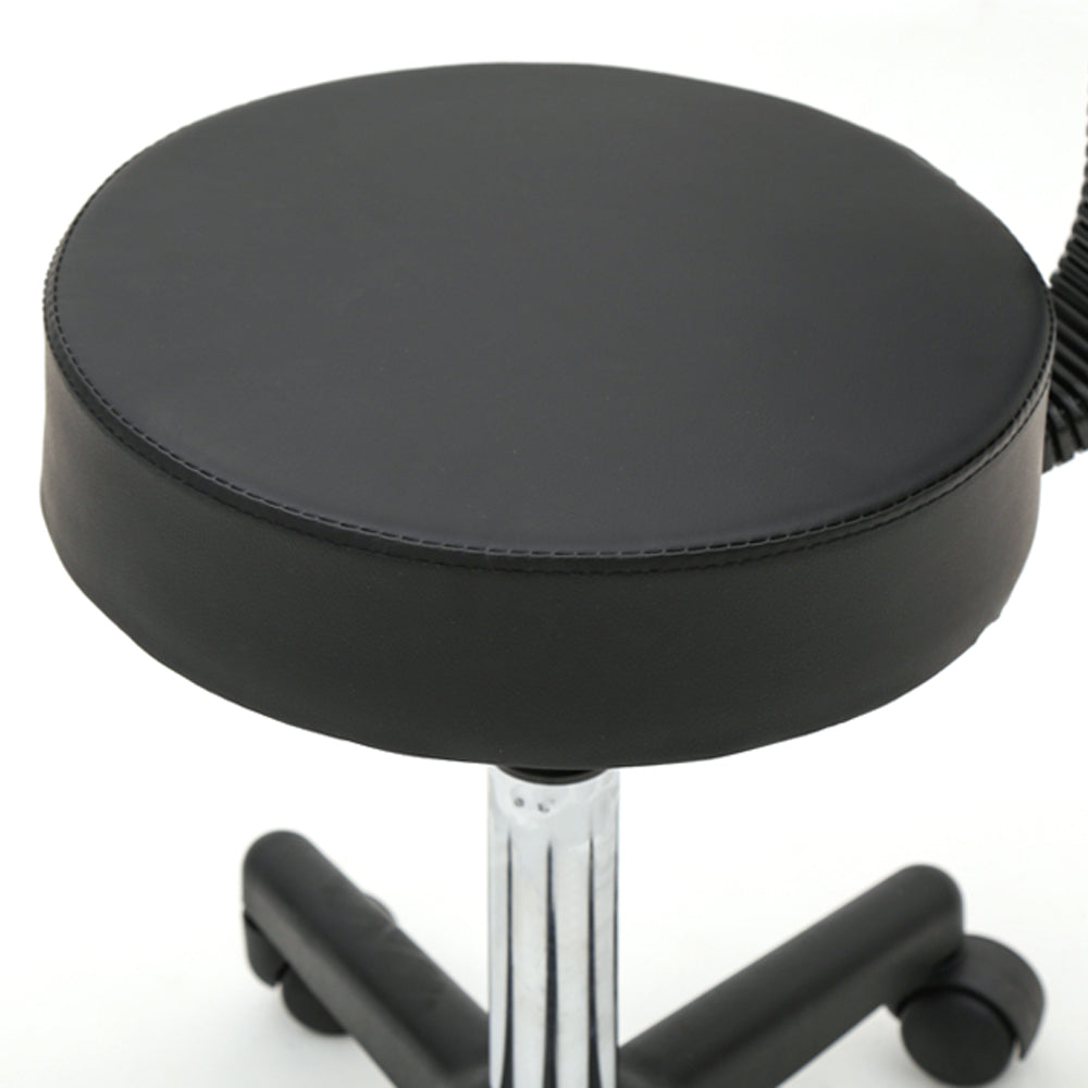 Round Shape Plastic Adjustable Salon Stool with Back Black